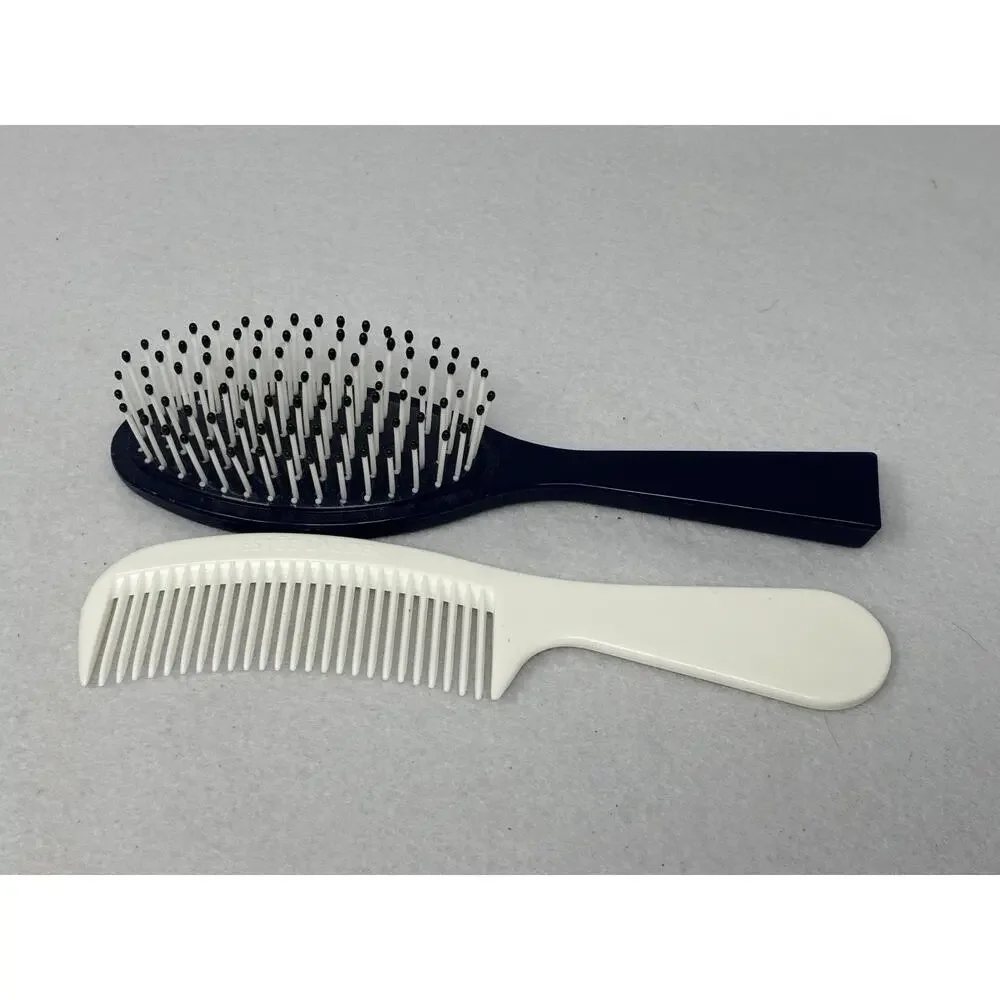Vtg Estee Lauder Ball Tipped Small Travel Hair Brush Purse‎ Navy Blue 6.5” Comb